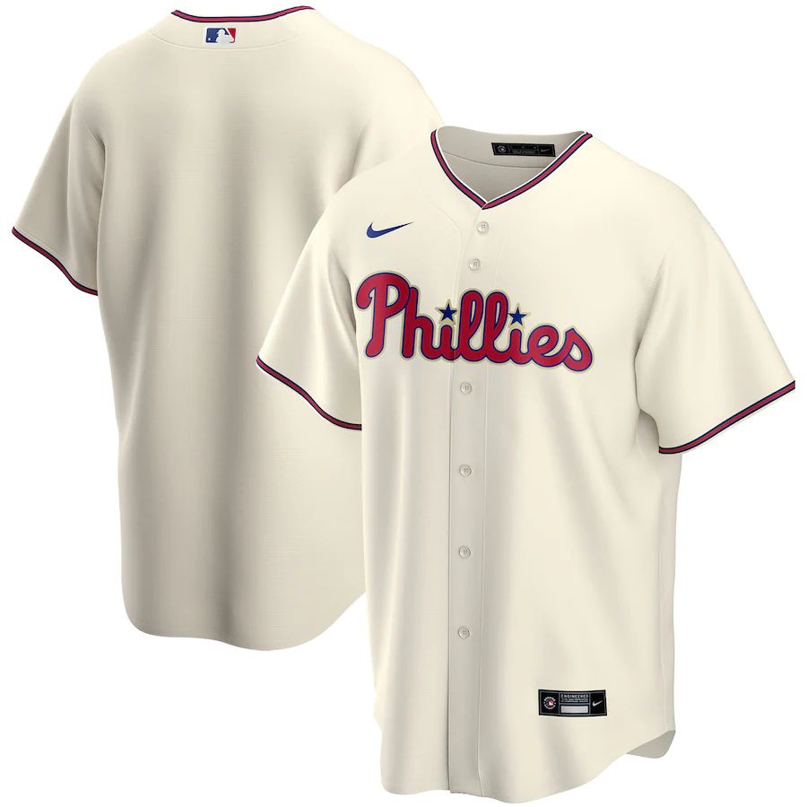 Mens Philadelphia Phillies Nike Cream Alternate Replica Team MLB Jerseys->philadelphia phillies->MLB Jersey